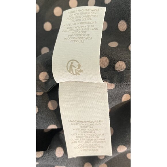 Boden Womens 3/4 Sleeve Gray w/Pink Polka Dot Blouse Sz 16 Casual Retro Workwear - Picture 7 of 8